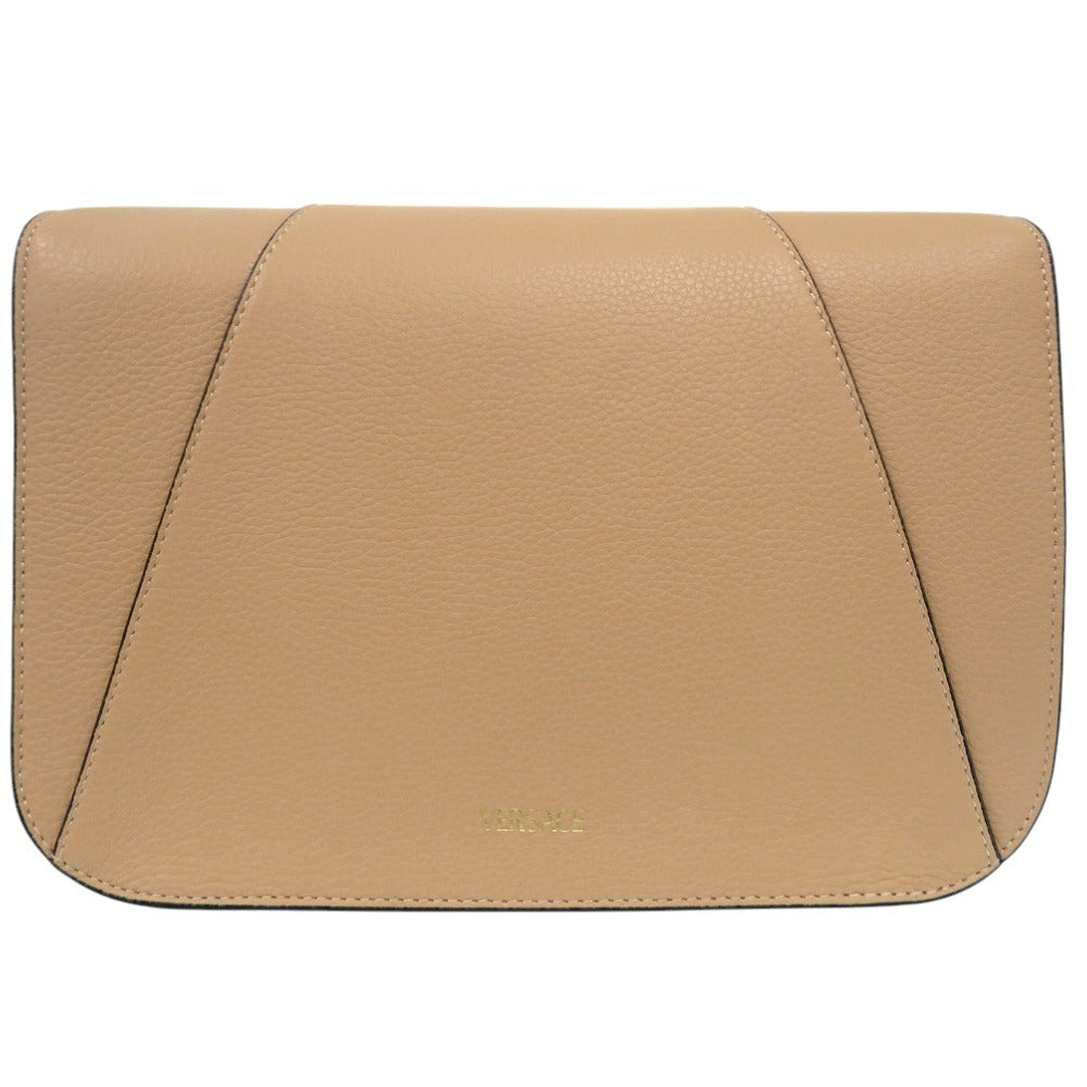 VERSACE Shoulder Bag DBFG985 leather beige Virtus Chain Shoulder Bag Bag Pouch Metal Icon Leather Women Used Authentic