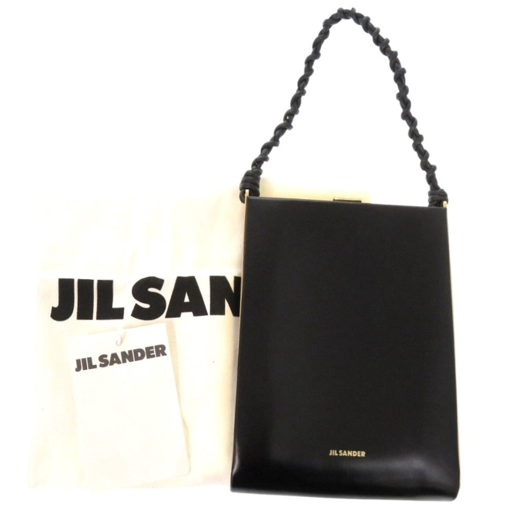JIL SANDER Handbag leather black Women Used Authentic
