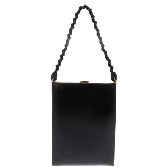 JIL SANDER Handbag leather black Women Used Authentic