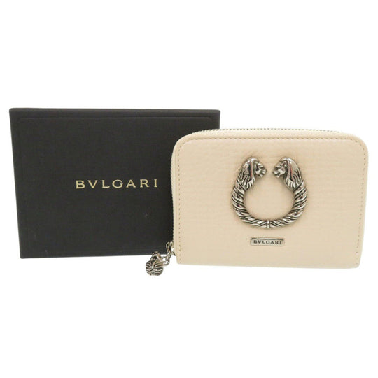 BVLGARI Coin case leather beige Leoni Women Used Authentic