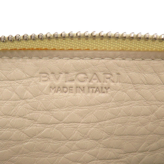 BVLGARI Coin case leather beige Leoni Women Used Authentic