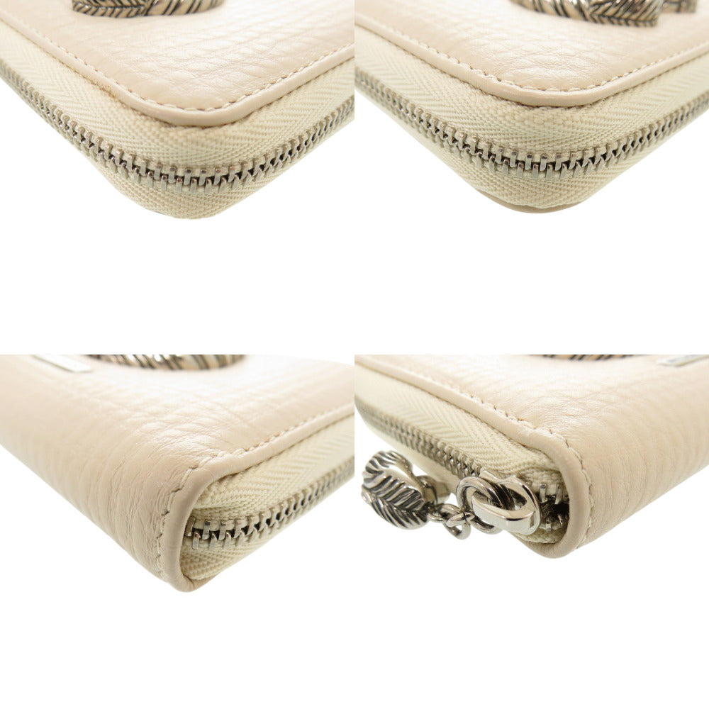 BVLGARI Coin case leather beige Leoni Women Used Authentic