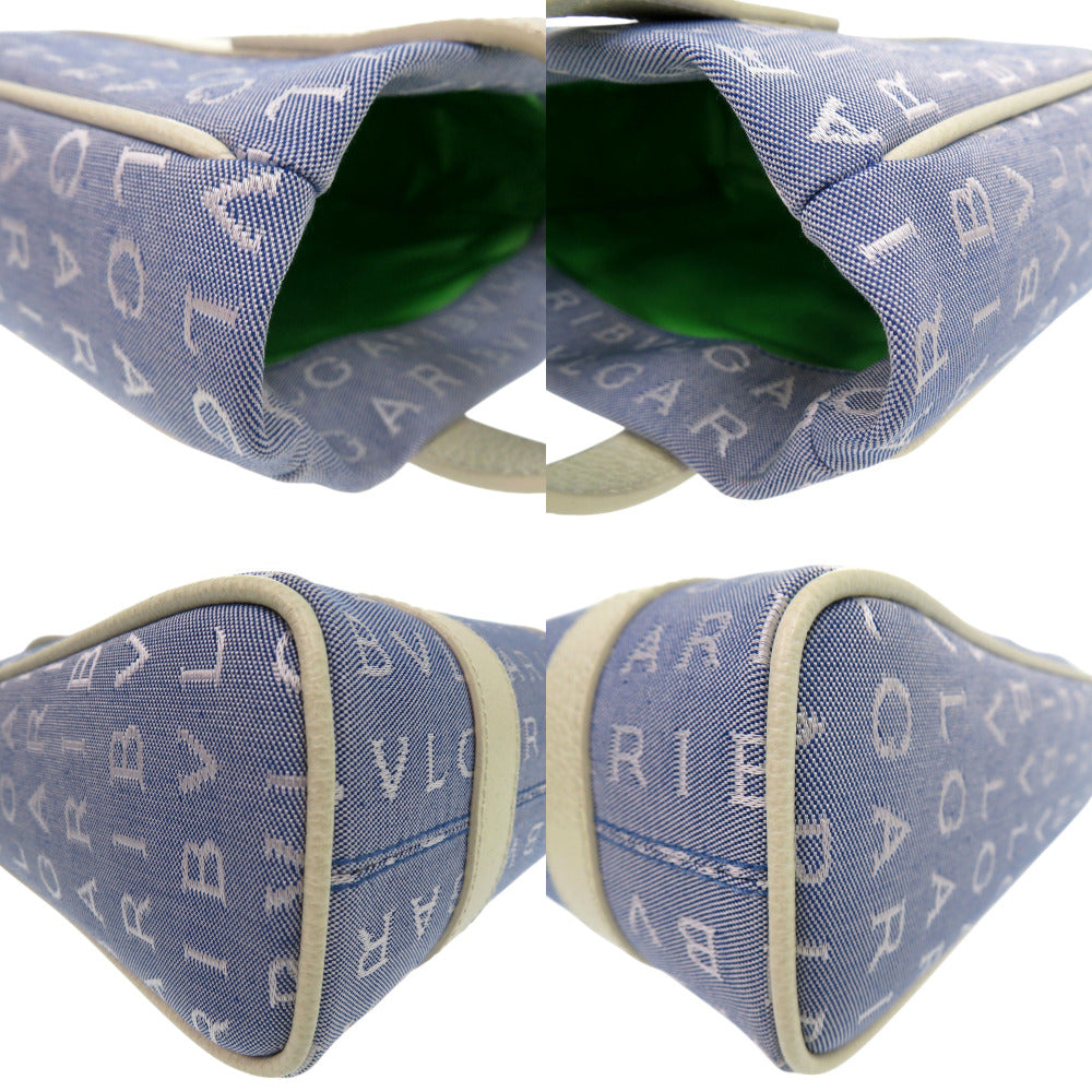 BVLGARI Tote Bag canvas blue Logo Mania Mini Tote Bag Women Used Authentic