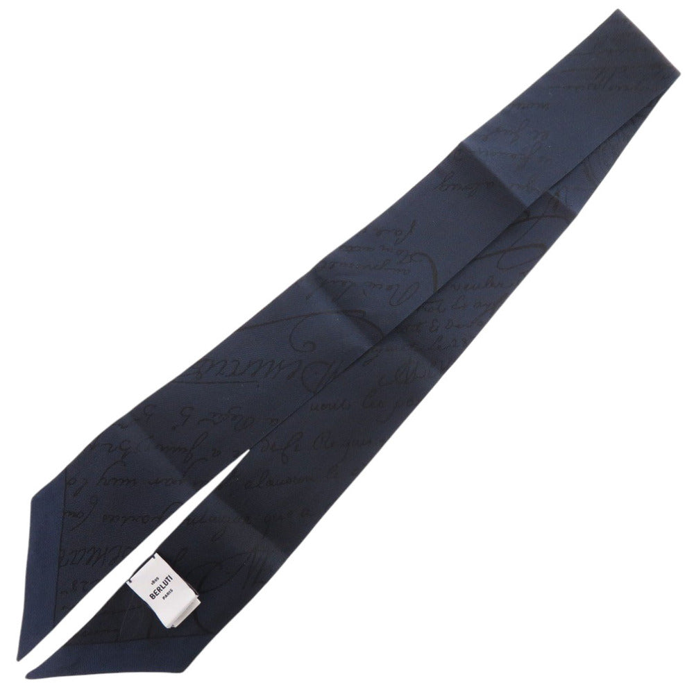 Berluti scarf silk Navy Scritto Bag Scarf