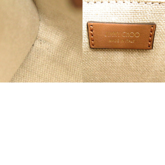 JIMMY CHOO Tote Bag Canvas, Leather beige Avenue M Women Used Authentic