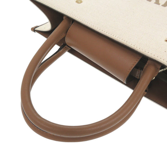 JIMMY CHOO Tote Bag Canvas, Leather beige Avenue M Women Used Authentic
