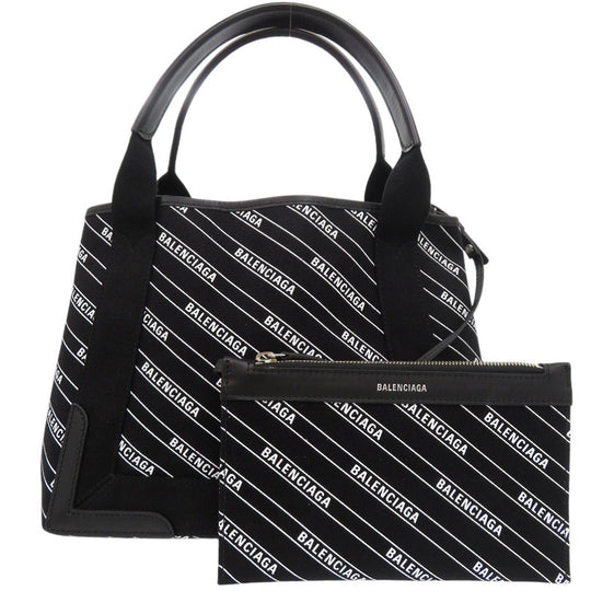 BALENCIAGA Handbag 339933 canvas black Balenciaga Navy Cabas S NAVYCABAS with pouch Women Used Authentic