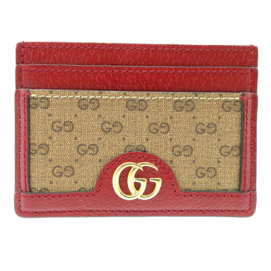 GUCCI Card Case 654539 GG canvas, leather Beige & Ebony Doraemon Mini GG Supreme Canvas Women Used Authentic