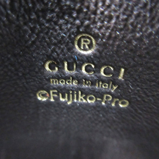 GUCCI Card Case 654539 GG canvas, leather Beige & Ebony Doraemon Mini GG Supreme Canvas Women Used Authentic