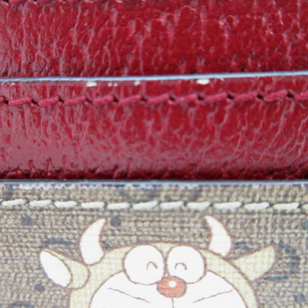 GUCCI Card Case 654539 GG canvas, leather Beige & Ebony Doraemon Mini GG Supreme Canvas Women Used Authentic
