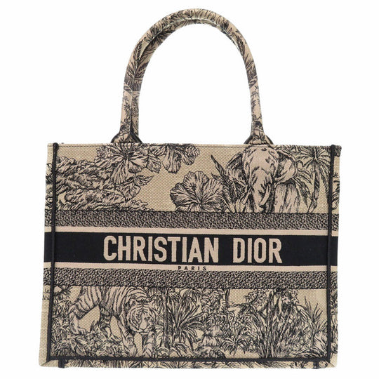 Christian Dior Tote Bag canvas beige Book Tote Medium Women Used Authentic