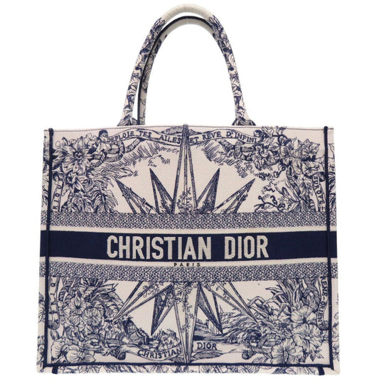 Christian Dior Handbag canvas white Book Tote Large Embroidered Handbag unisex(Unisex) Used Authentic