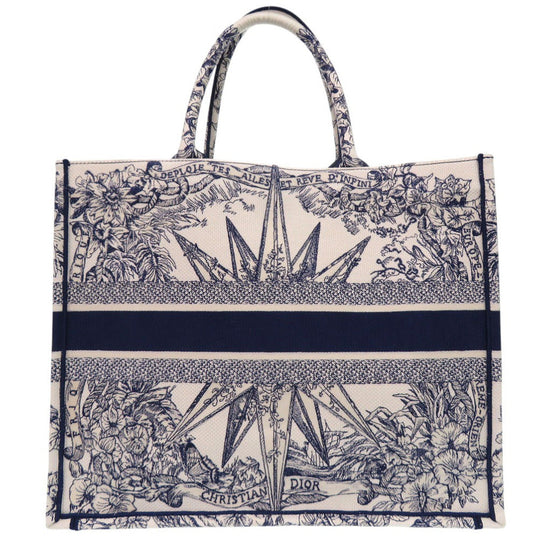 Christian Dior Handbag canvas white Book Tote Large Embroidered Handbag unisex(Unisex) Used Authentic