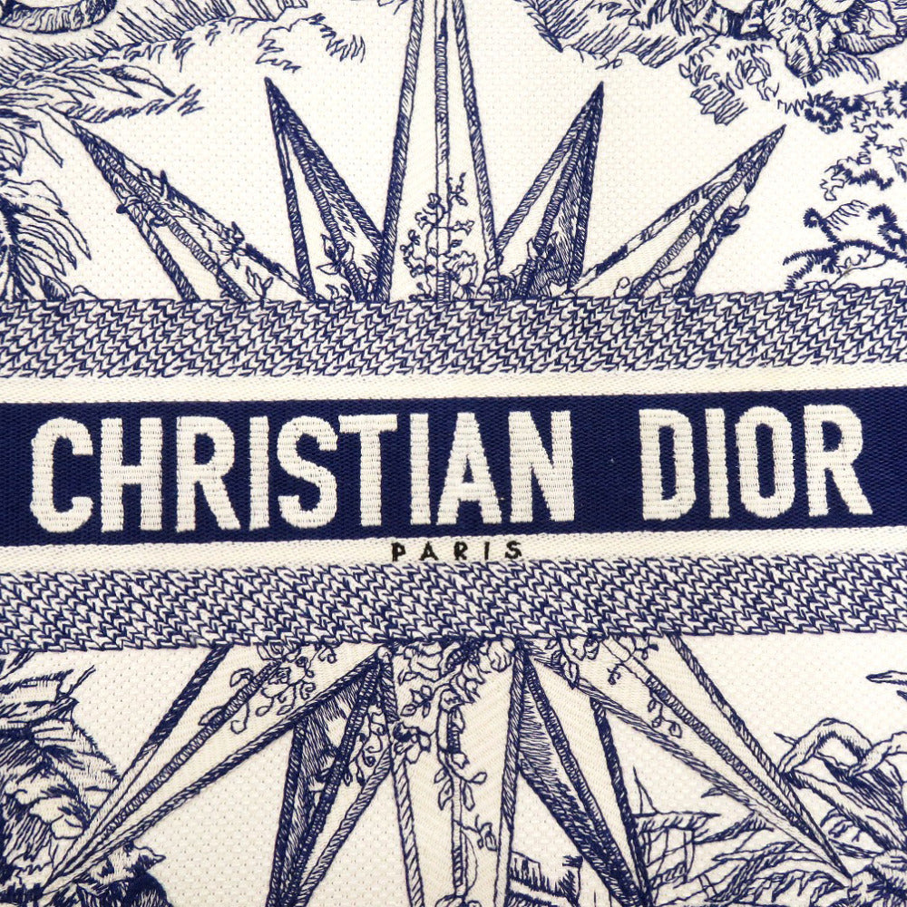 Christian Dior Handbag canvas white Book Tote Large Embroidered Handbag unisex(Unisex) Used Authentic