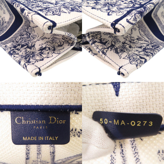 Christian Dior Handbag canvas white Book Tote Large Embroidered Handbag unisex(Unisex) Used Authentic