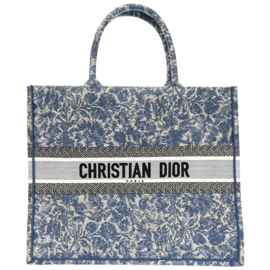 Christian Dior Tote Bag canvas blue book tote large Women Used Authentic