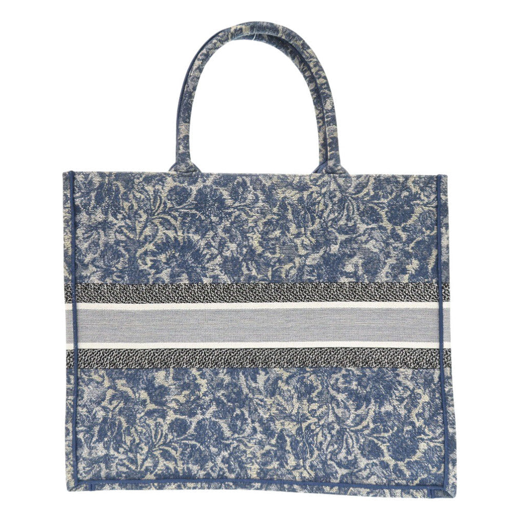 Christian Dior Tote Bag canvas blue book tote large Women Used Authentic