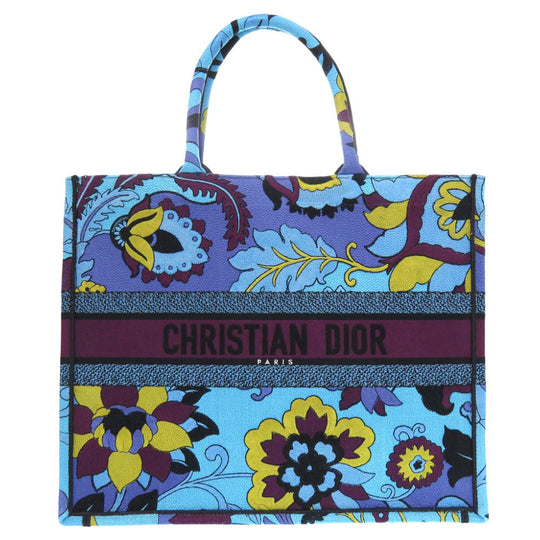 Christian Dior Tote Bag canvas blue book tote large Women Used Authentic