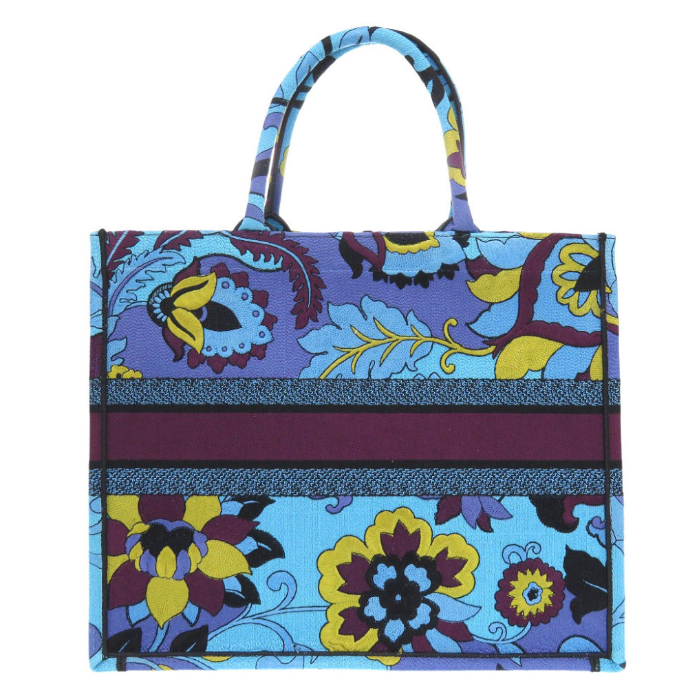Christian Dior Tote Bag canvas blue book tote large Women Used Authentic