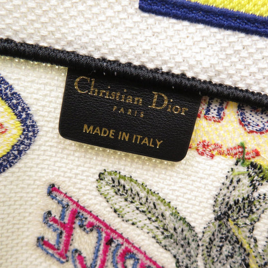 Christian Dior Tote Bag canvas white book tote large Women Used Authentic
