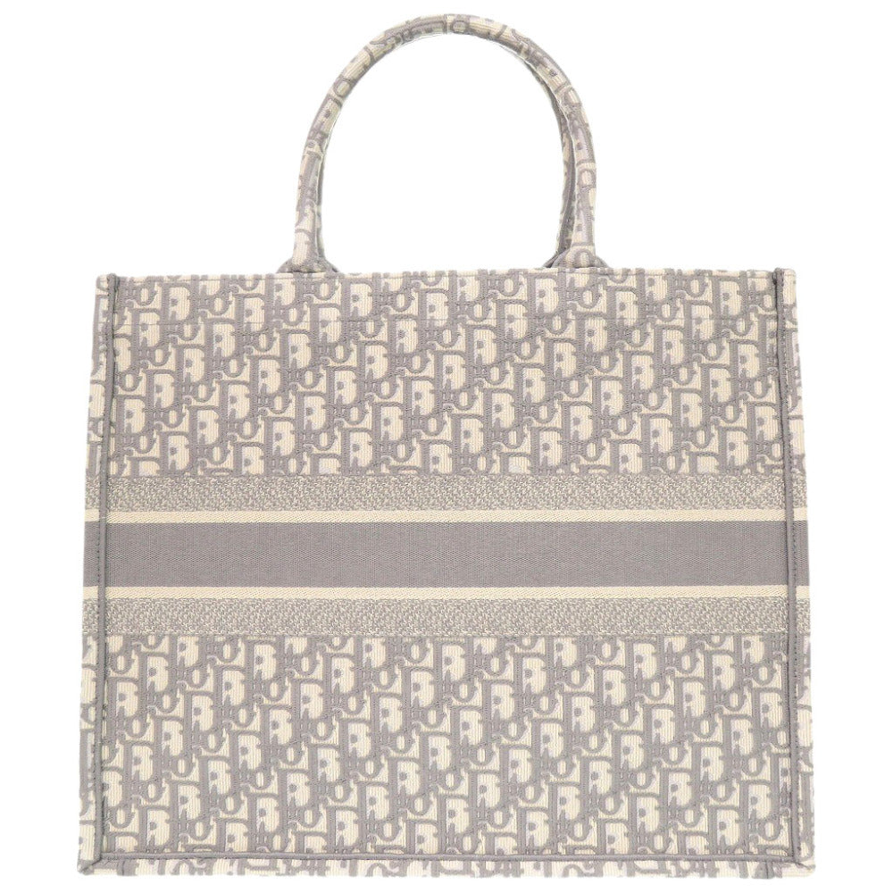 Christian Dior Tote Bag M1286ZRIW-M932 canvas gray Book Tote Oblique Embroidery Large Women Used Authentic