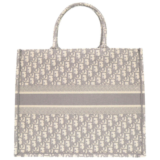Christian Dior Tote Bag M1286ZRIW-M932 canvas gray Book Tote Oblique Embroidery Large Women Used Authentic
