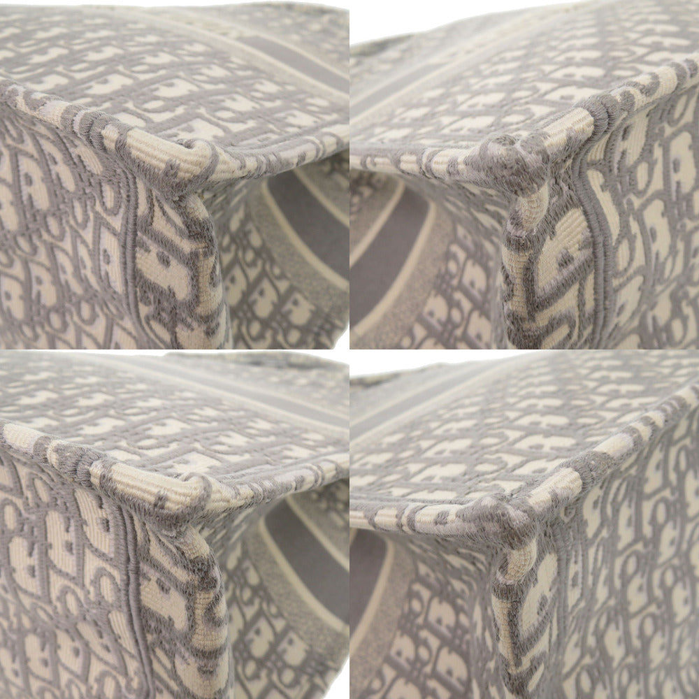 Christian Dior Tote Bag M1286ZRIW-M932 canvas gray Book Tote Oblique Embroidery Large Women Used Authentic