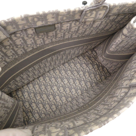 Christian Dior Tote Bag M1286ZRIW-M932 canvas gray Book Tote Oblique Embroidery Large Women Used Authentic