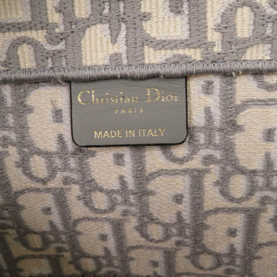 Christian Dior Tote Bag M1286ZRIW-M932 canvas gray Book Tote Oblique Embroidery Large Women Used Authentic