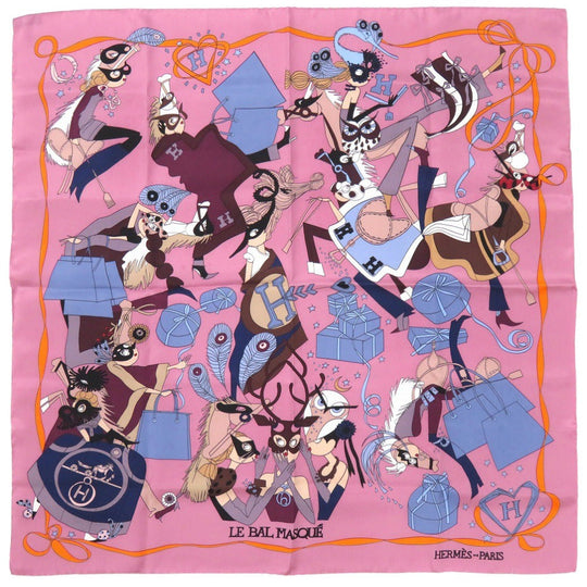 HERMES scarf silk multicolor Carre70 LE BAL MASQUE Masked Ball Women Used Authentic