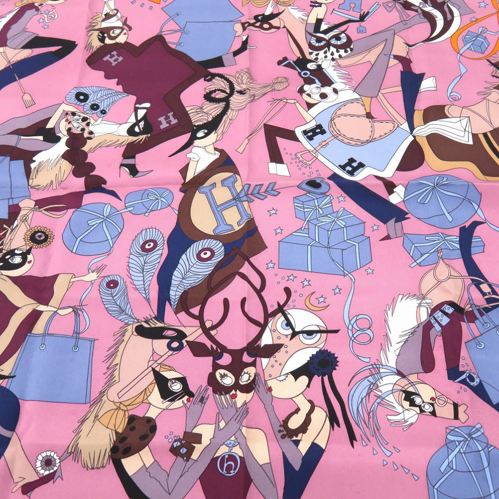 HERMES scarf silk multicolor Carre70 LE BAL MASQUE Masked Ball Women Used Authentic