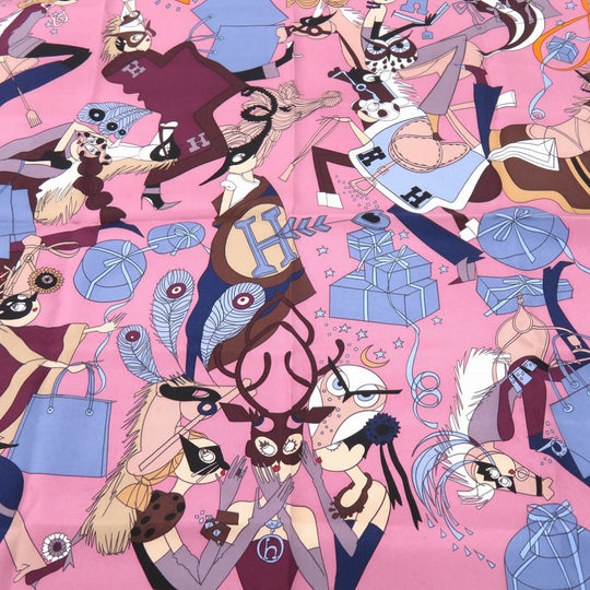 HERMES scarf silk multicolor Carre70 LE BAL MASQUE Masked Ball Women Used Authentic