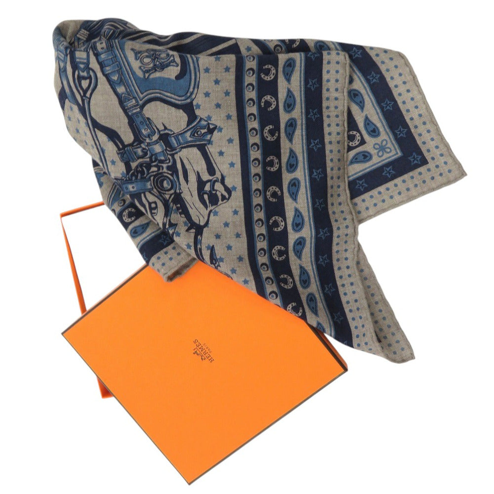 HERMES scarf silk Etope Carre H 65 Cheval Punk Bandana unisex(Unisex) Used Authentic