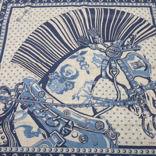 HERMES scarf silk Etope Carre H 65 Cheval Punk Bandana unisex(Unisex) Used Authentic