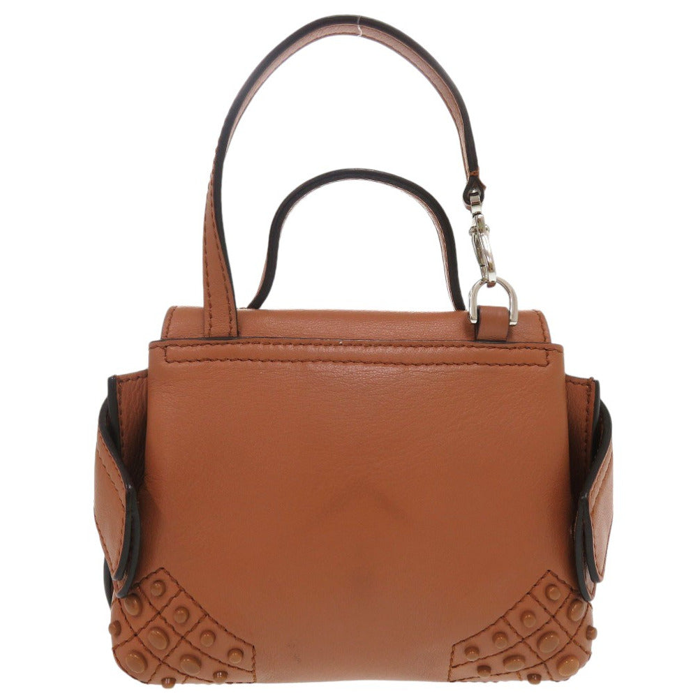TOD�fS Handbag leather Brown 2WAY Micro Wave Bag Shoulder Bag Crossbody Women Used Authentic