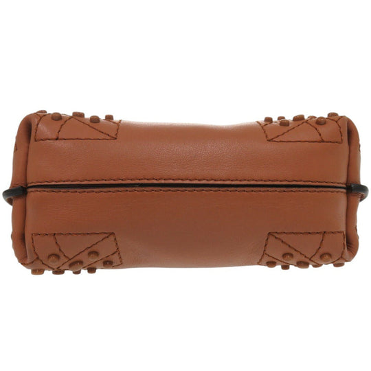TOD�fS Handbag leather Brown 2WAY Micro Wave Bag Shoulder Bag Crossbody Women Used Authentic