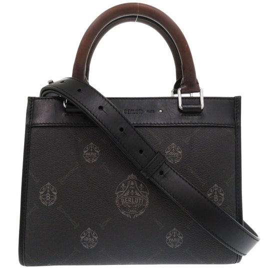 Berluti Handbag leather black URIS GULLIBA 2WAY HANDBAG LEATHER Women Used Authentic