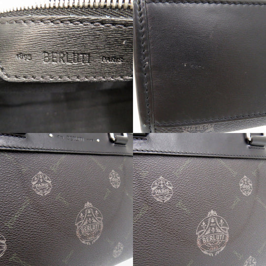 Berluti Handbag leather black URIS GULLIBA 2WAY HANDBAG LEATHER Women Used Authentic