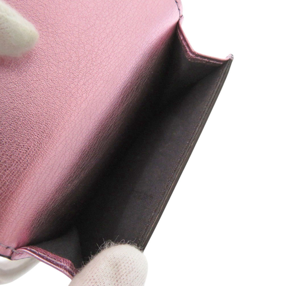 FENDI Tri-fold wallet 8M0480 leather Metallic pink FF Diamond Women Used Authentic