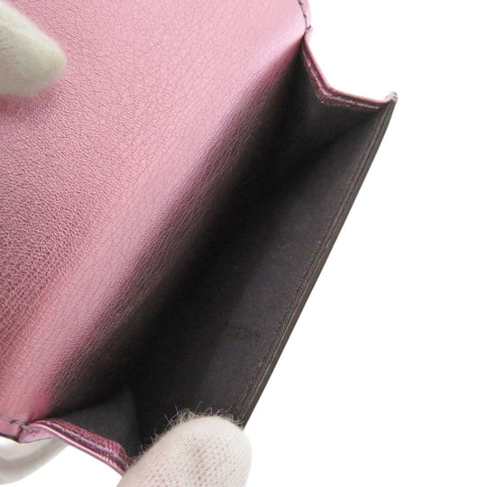 FENDI Tri-fold wallet 8M0480 leather Metallic pink FF Diamond Women Used Authentic