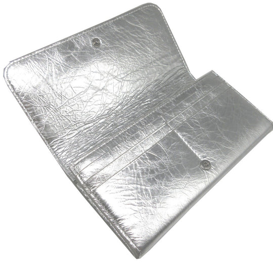 Chloe Long Wallet Purse CHC23AP098 leather Silver Two fold Mercy unisex(Unisex) Used Authentic