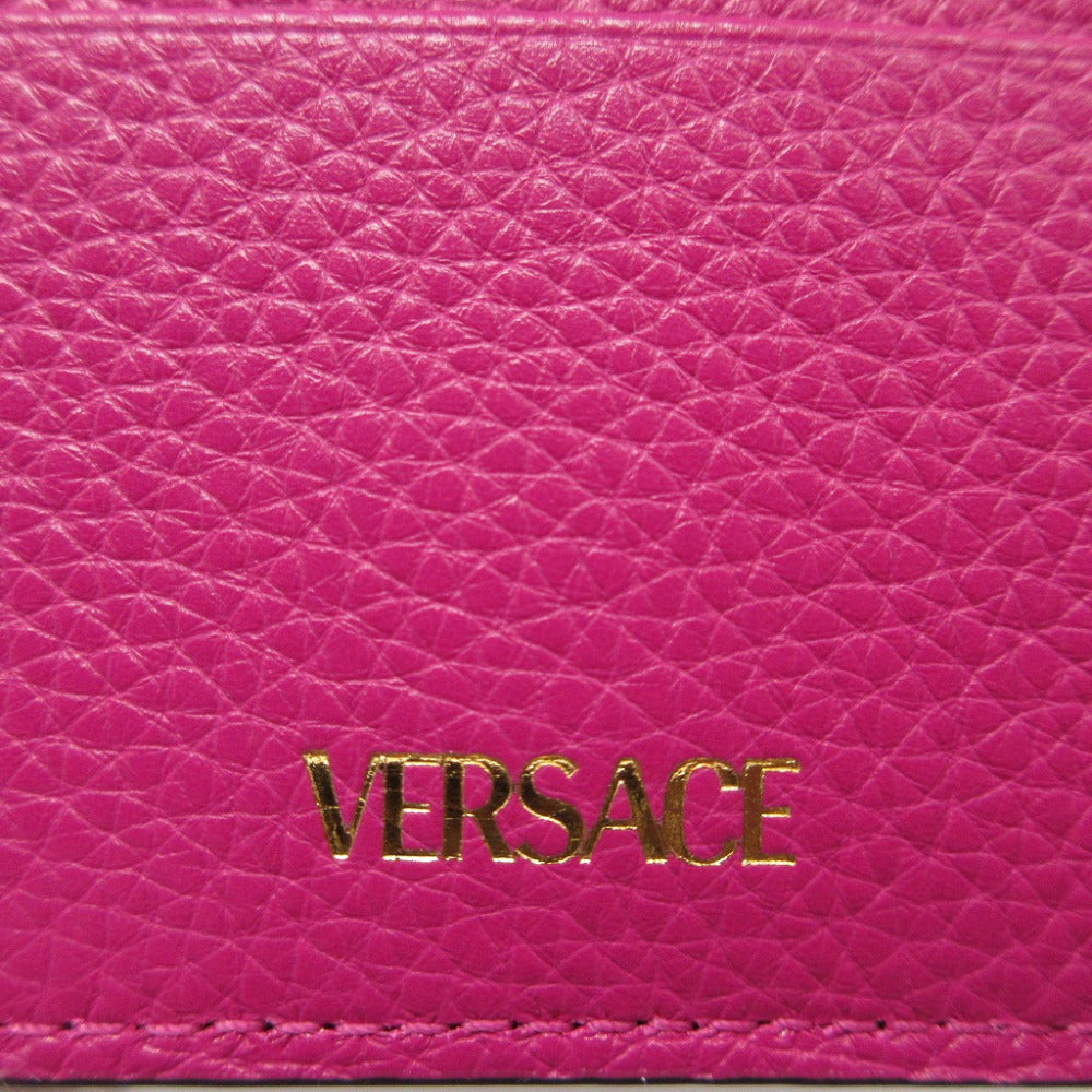 VERSACE Card Case leather pink Coin case fragment case Virtus Women Used Authentic