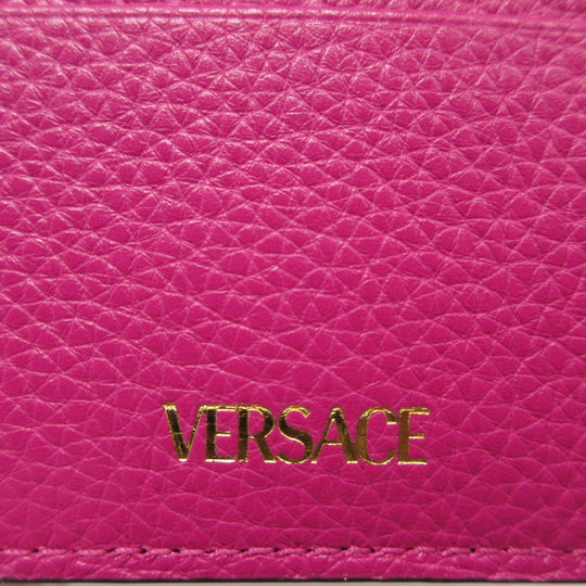 VERSACE Card Case leather pink Coin case fragment case Virtus Women Used Authentic