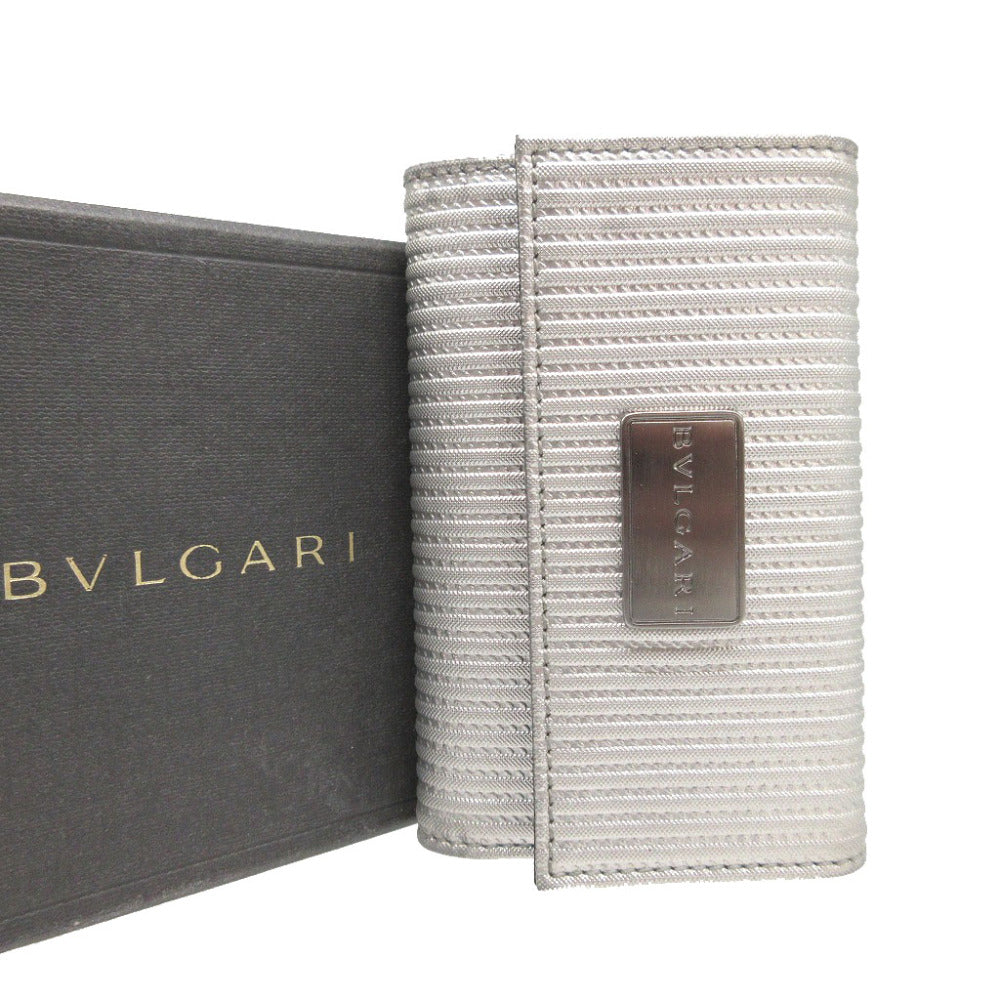 BVLGARI Key case Key holder  leather Silver six hooks Mirerigue unisex(Unisex) Used Authentic