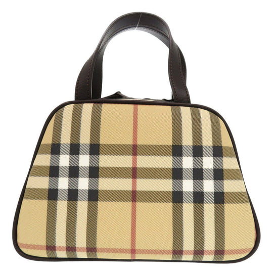 BURBERRY Handbag PVC coated canvas, leather beige Nova Check Women Used Authentic