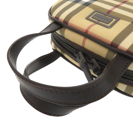 BURBERRY Handbag PVC coated canvas, leather beige Nova Check Women Used Authentic