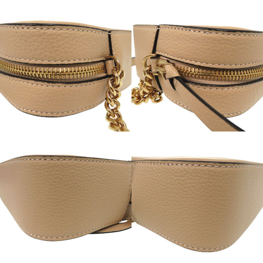 VERSACE Shoulder Bag 1005969 leather beige Virtus Chain Shoulder Bag Beige Bag Pouch Metal Icon Leather Women Used Authentic