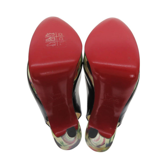 Christian Louboutin pumps Patent leather black LADY PEEP SLING 150 MOSAIQU Open Toe Floral Slingback Women 35 Used Authentic