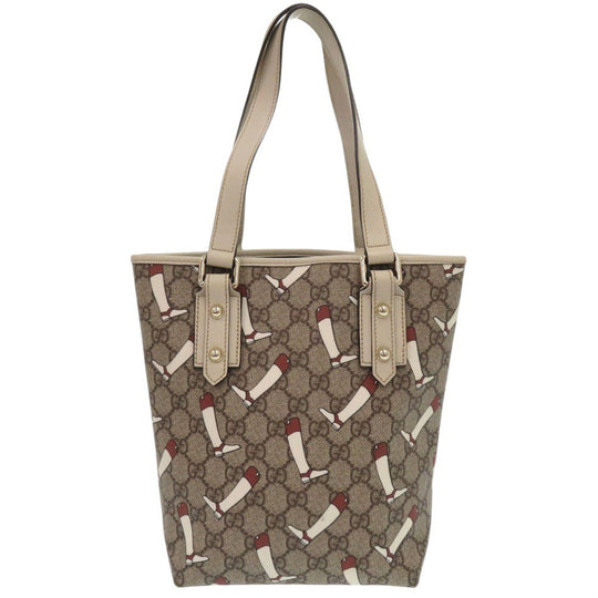 GUCCI Tote Bag GG Supreme Brown GG Pattern Tote Bag PVC BootsPattern Women Used Authentic