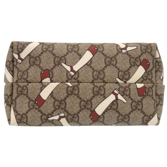 GUCCI Tote Bag GG Supreme Brown GG Pattern Tote Bag PVC BootsPattern Women Used Authentic